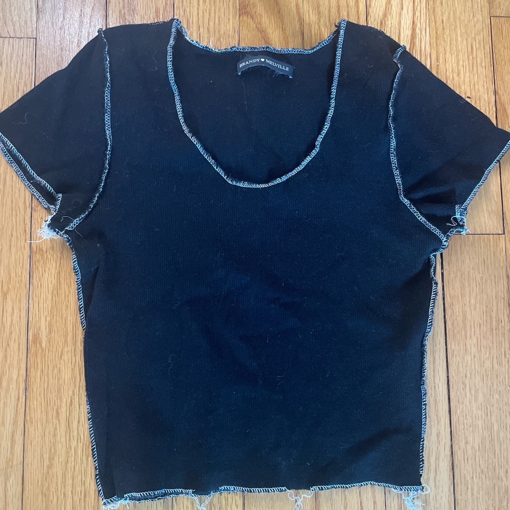 Cute black Brandy Melville crop top with reverse stitching